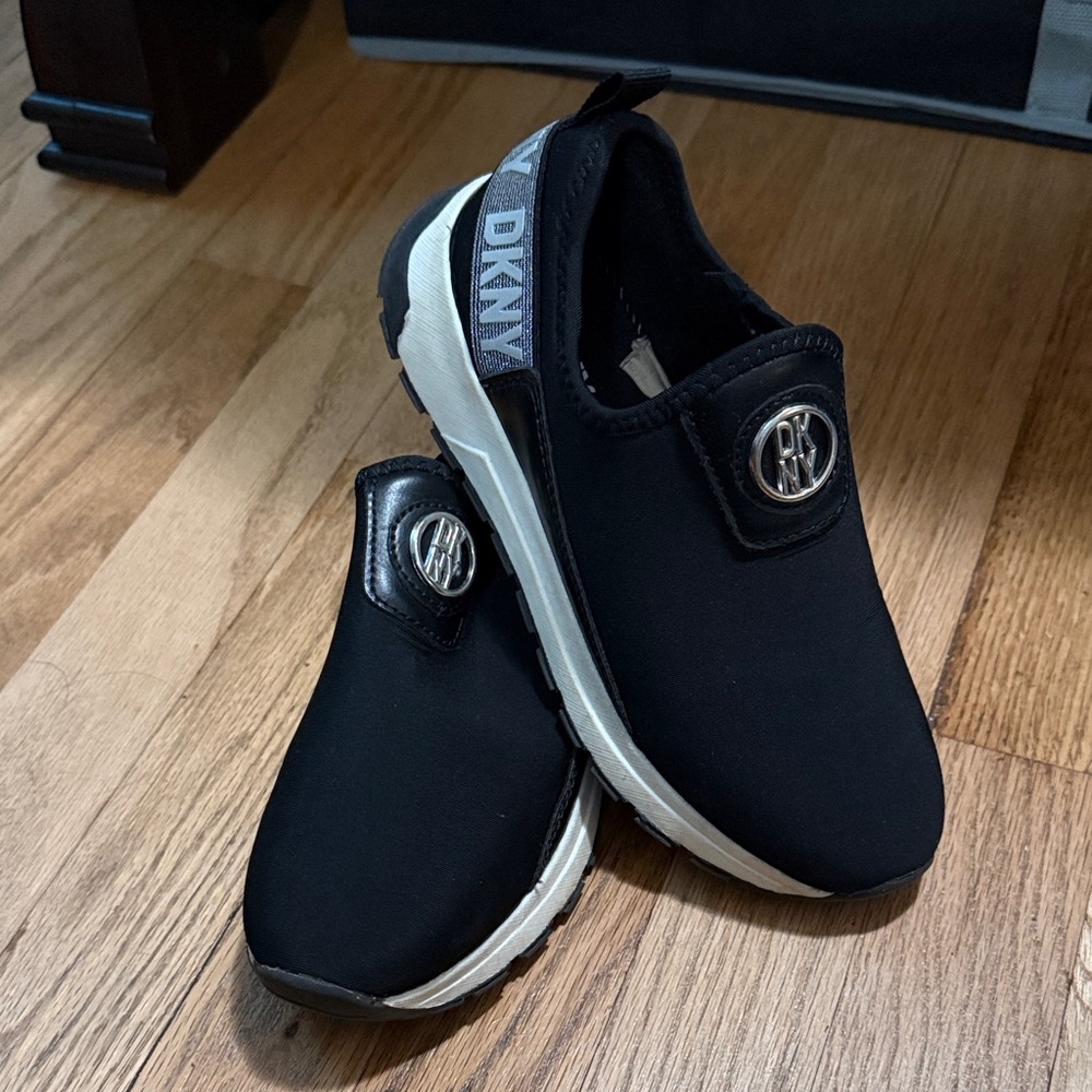DKNY Kids Black and White Slip-On Sneakers